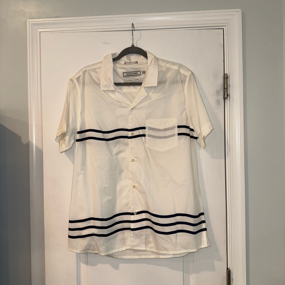 Hauste and Harte Cream and Black Casual Button Down Shirt